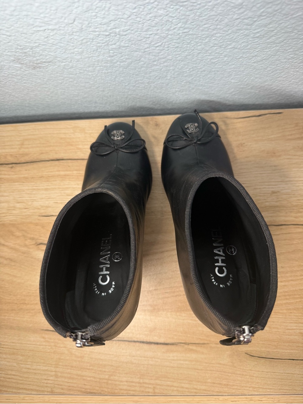 Chanel Black Leather Ankle Booties w/ CC Logo 🤍 - Picture 6 of 8